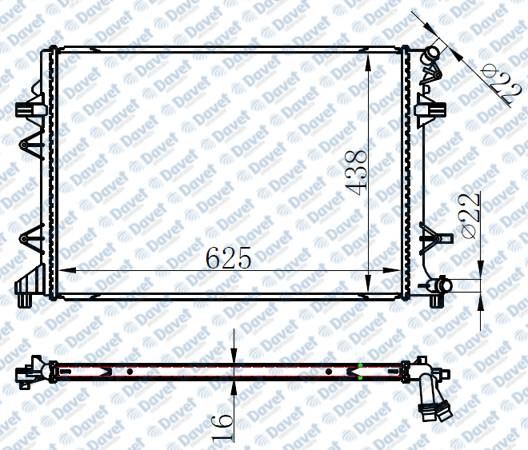 ORIS BVW040016 Radyator Brazing Vw Caddy Iv 625×438x16 2.0 Tdi 15- 625×438x16 ***
